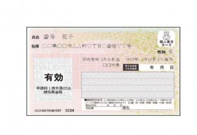 顔写真なしマイナンバーカード　イメージ図