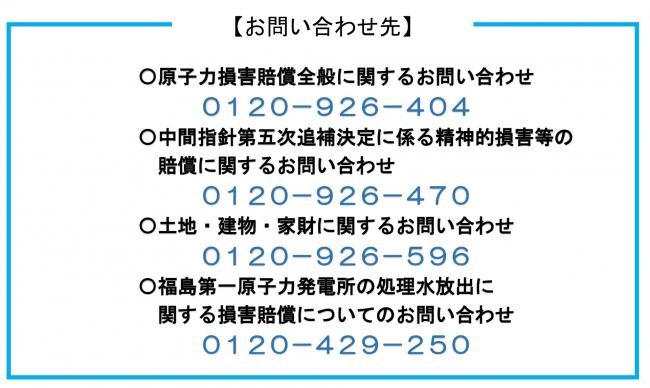 賠償に関するお問い合わせ電話番号一覧