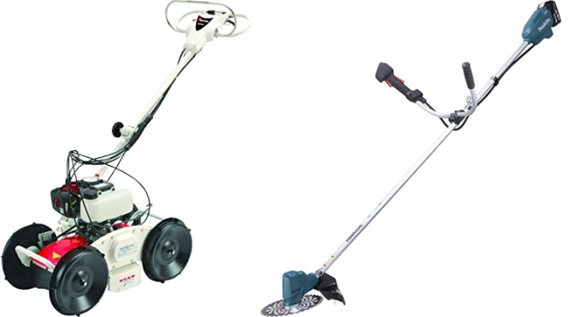 手押式草刈り機と電動式草刈り機の画像