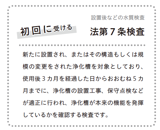 法第7条検査は設置後3か月から5か月までに受ける初回検査です。